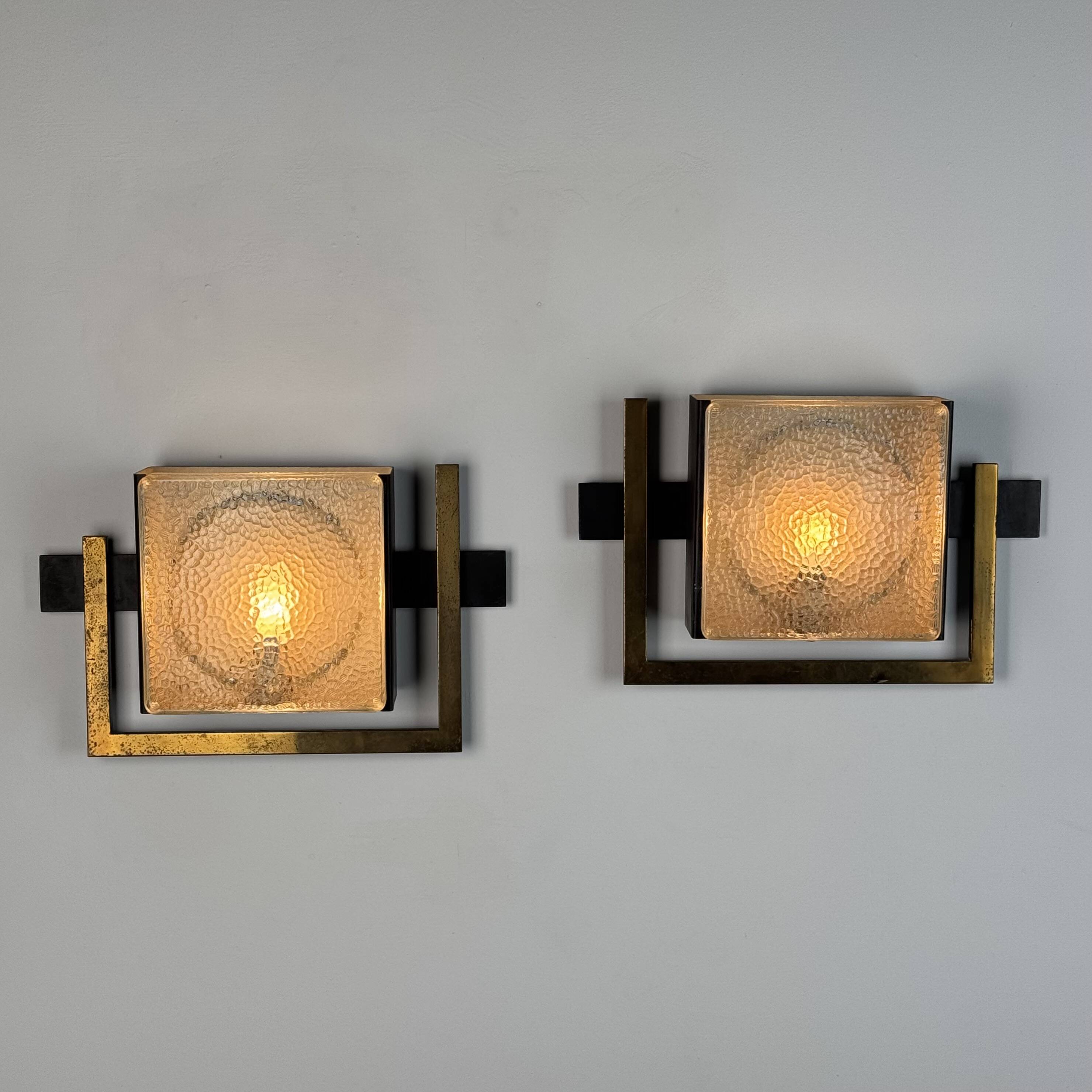 Pair of Wall Lights by Jacques Adnet, From the Nevada line, France 50s