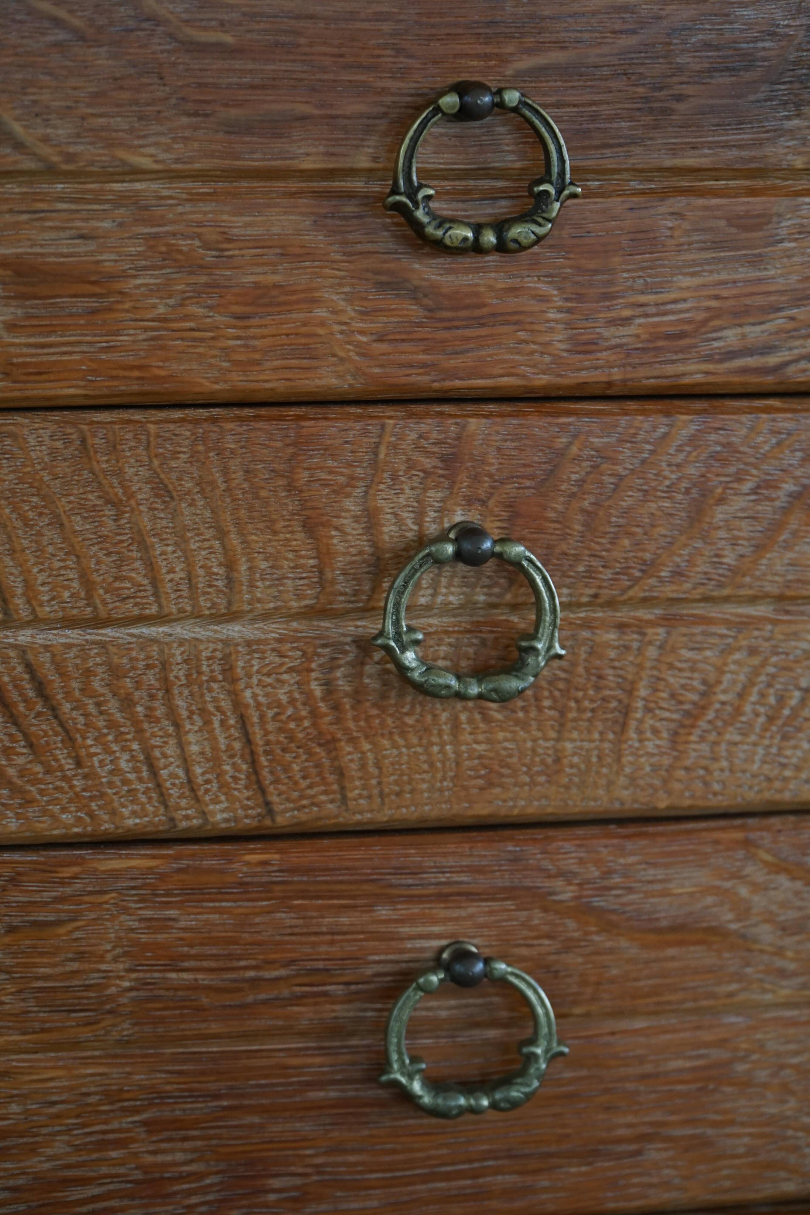 Free-standing oak desk, Mid-century modern Danish, Henning Kjærnulf, 1950s