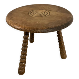 Wooden side table, turned wooden leg
