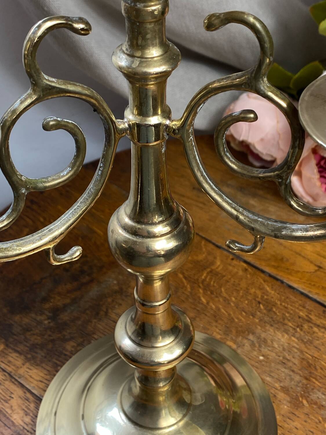 Candlestick, four-light brass candelabra