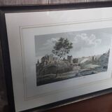 Old Color Lithograph “Pont Vieille Brioude Allier” + Black Frame #A687