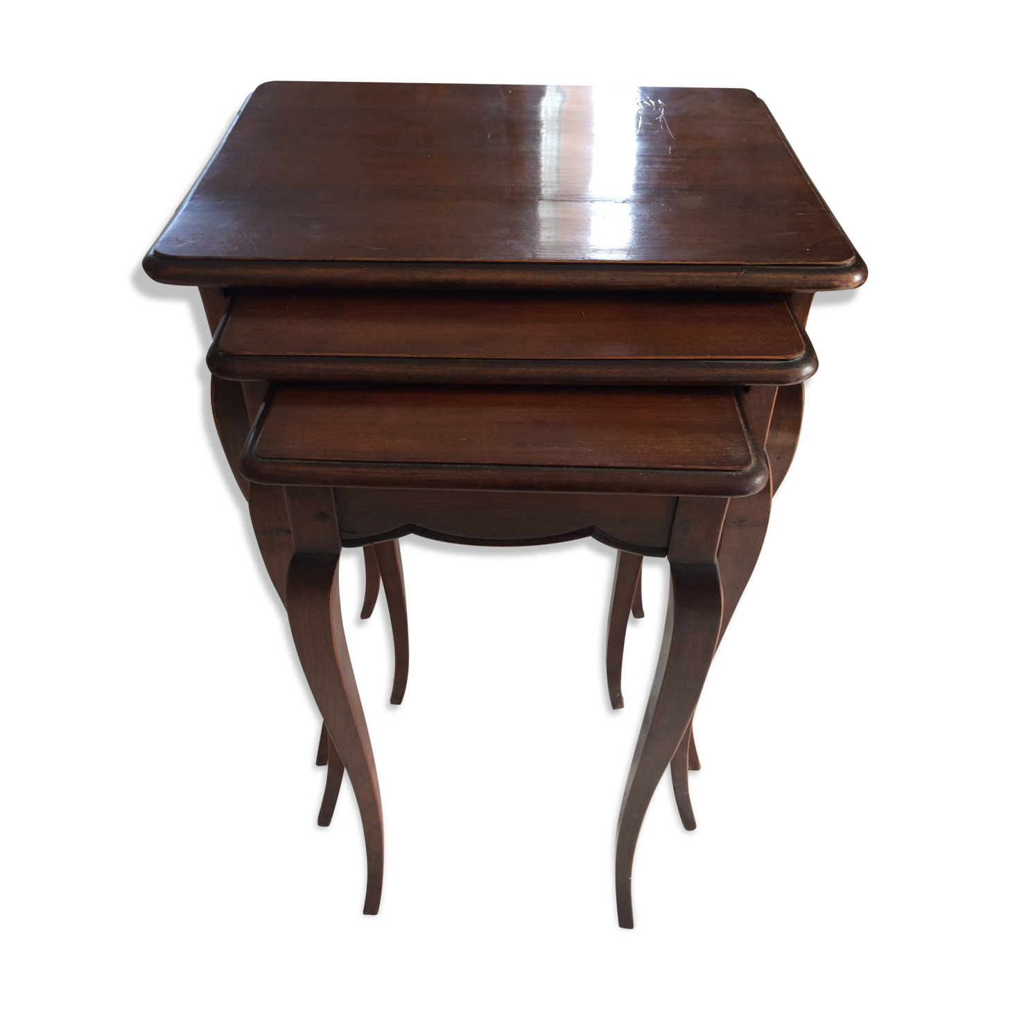 3 old pull-out tables in mahogan