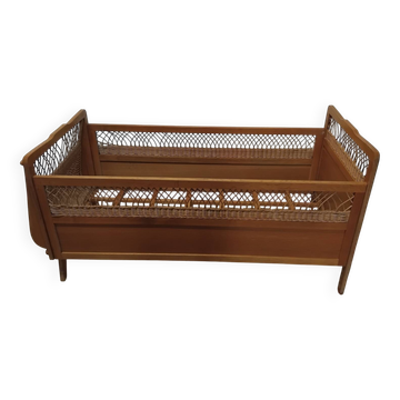 Lit bébé en Rotin Vintage
