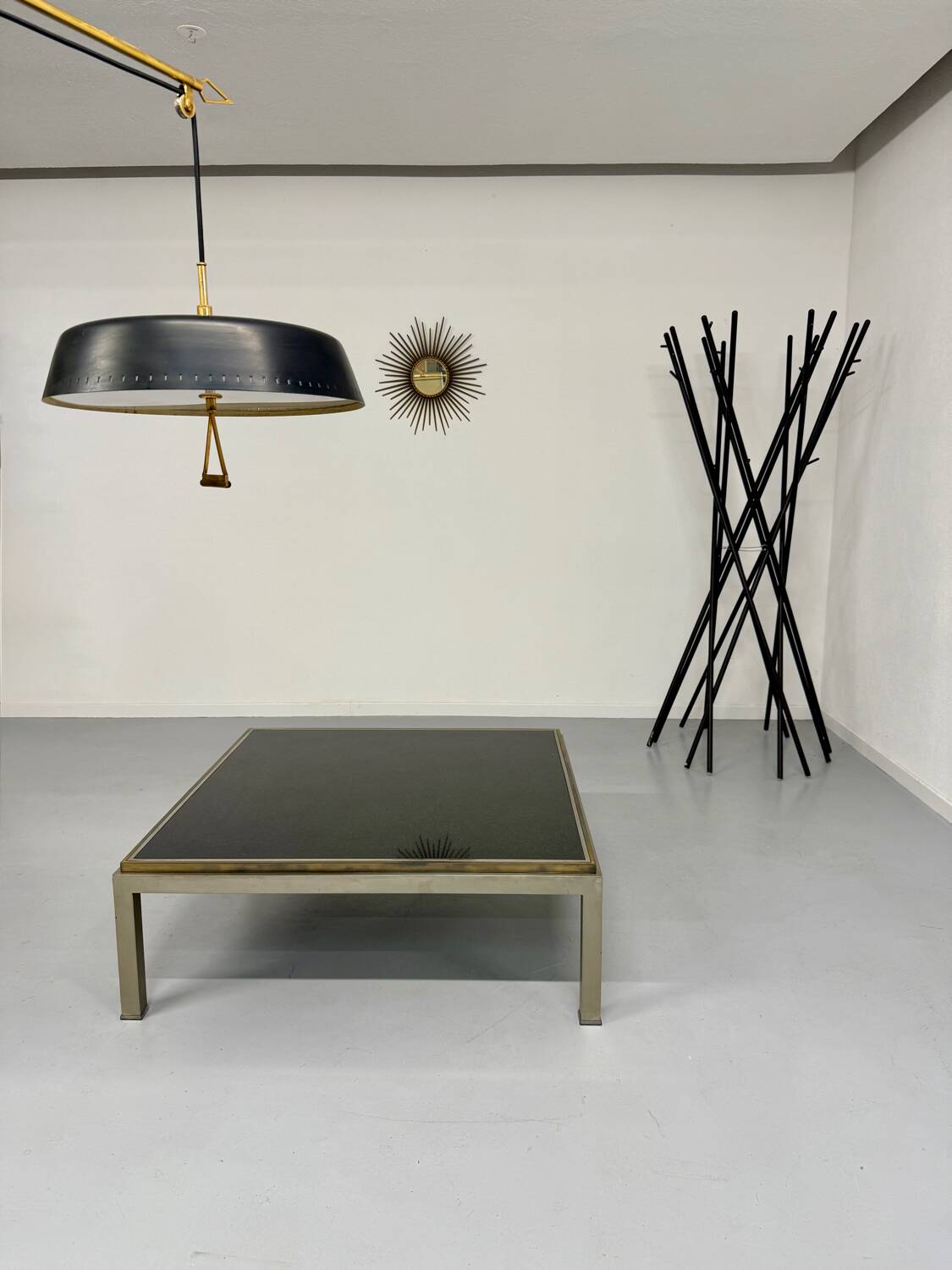 Large Jansen style marble and brass coffee table, , 1970s vintage