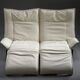Canapé inclinable vintage Cassina Veranda en cuir crème, années 1980