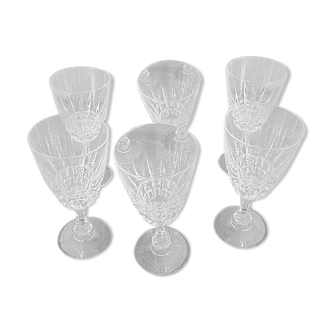 Lot of 6 crystal chiseled foot glasses