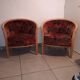 Pair of Neo-Art Deco gondola armchairs in vintage solid wood from the 1980s.