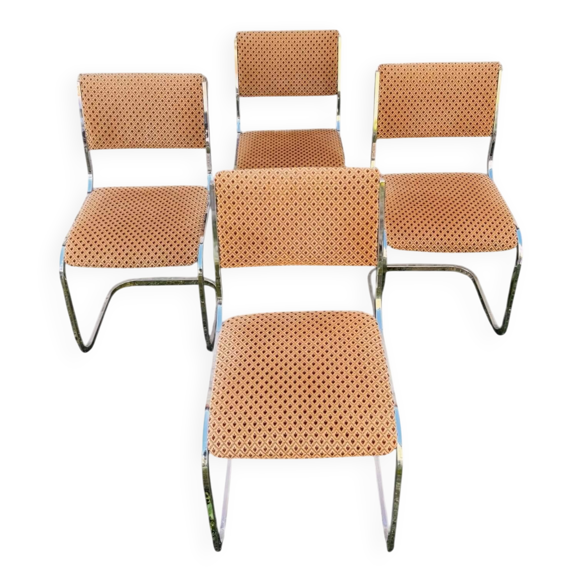 Set of 4 vintage sled chairs from the 1970s