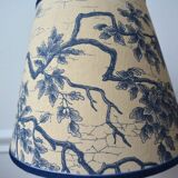 Jouy fabric lampshade, blue foliage pattern