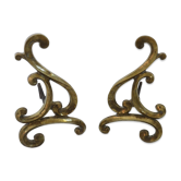 Pair of large art nouveau bronze chenets