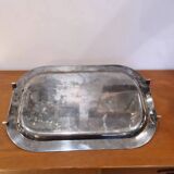 Lino Sabattini, large rectangular tray in silver metal from the 70s