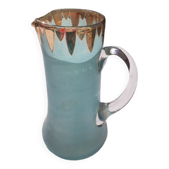 Old frosted glass pitcher