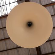 Vintage tulip hanging lamp in black metal and copper