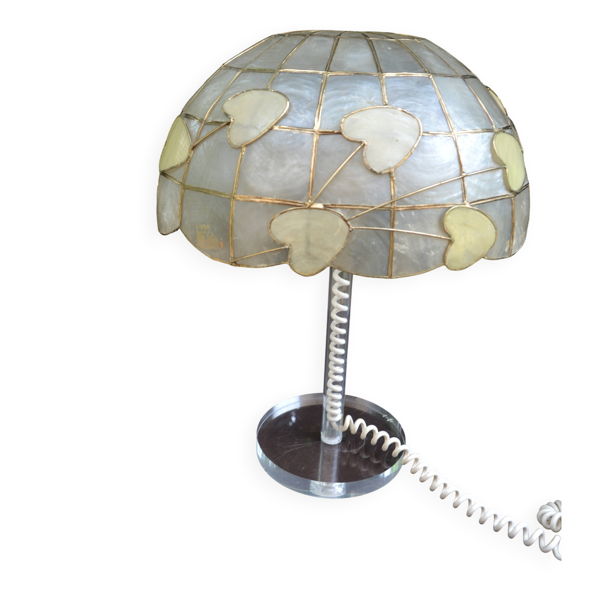 Lampe en nacre et plexiglas années 70