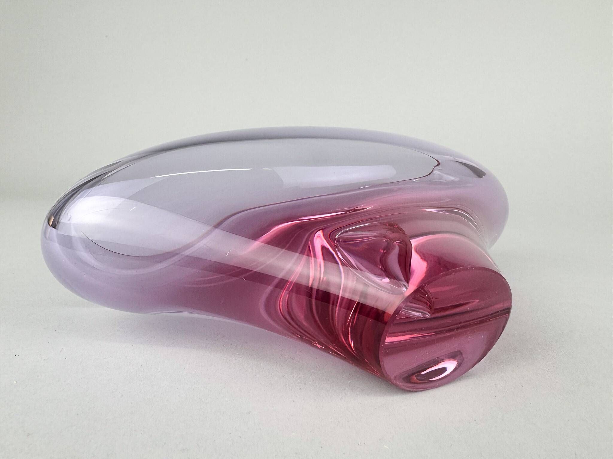 1960s Art Glass Bowl by Glass Designer Miloslav Klinger, Czechoslovakia