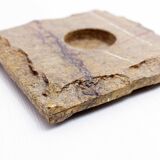 Pair of brutalist travertine candle holders