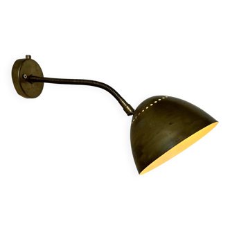 Vintage wall light, perforated and patinated brass, France 1950