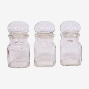 Set of 3 jars condiments vintage apothecary