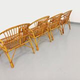 Set of 4 vintage rattan armchairs from the 60s