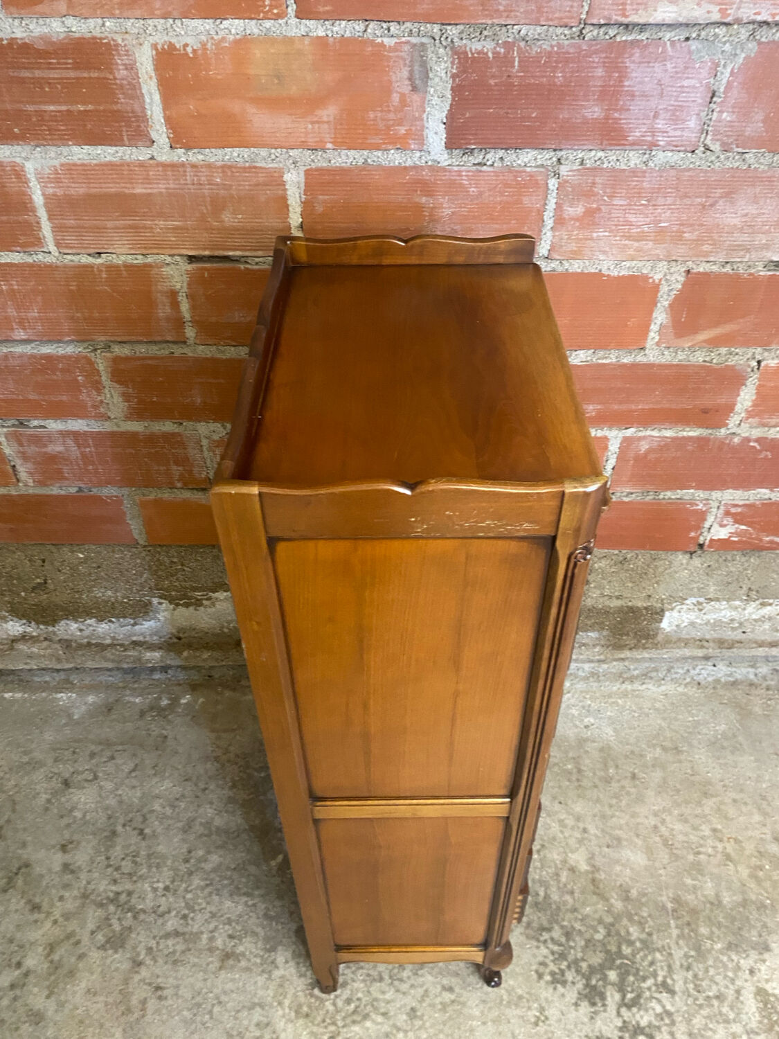 Antique louis xv style weekly chest wood 7 drawers & vintage metal handles