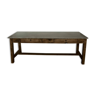 Table de ferme bois et marbre