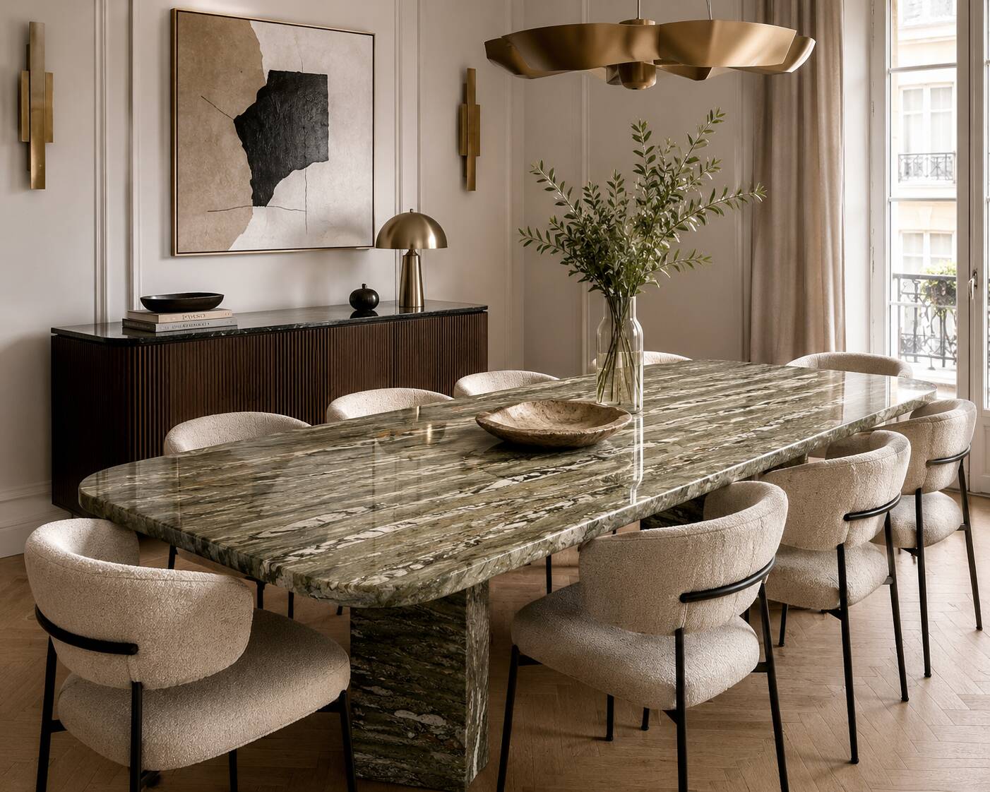 Exceptional custom-made Italian marble dining table – 220