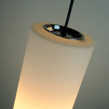Glashuette Limburg pendant light white cylindrical glass shade and chrome 1970s - 2 available