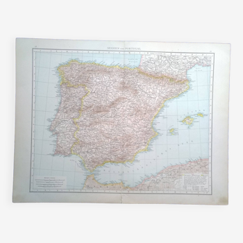 A geographical map from Atlas Richard Andrees year 1887 Spain and Portugal