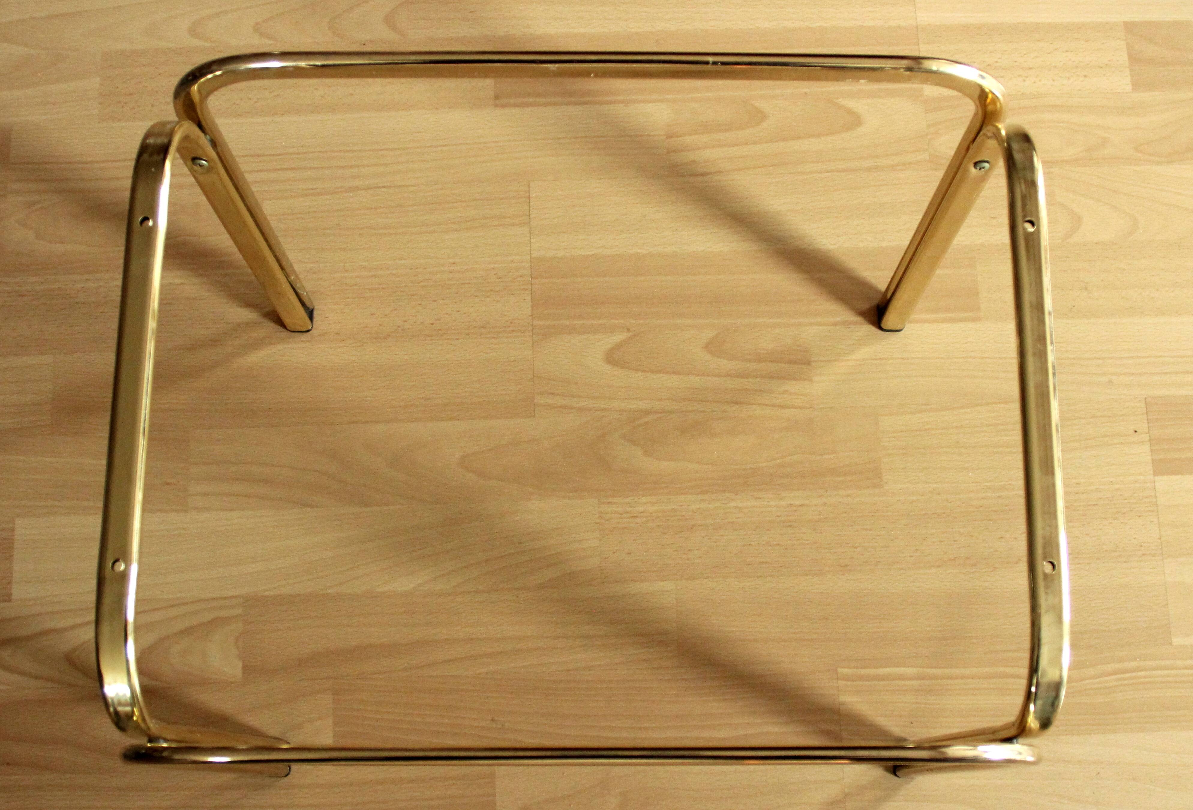 Brass side table with smoked glass plate - Vintage