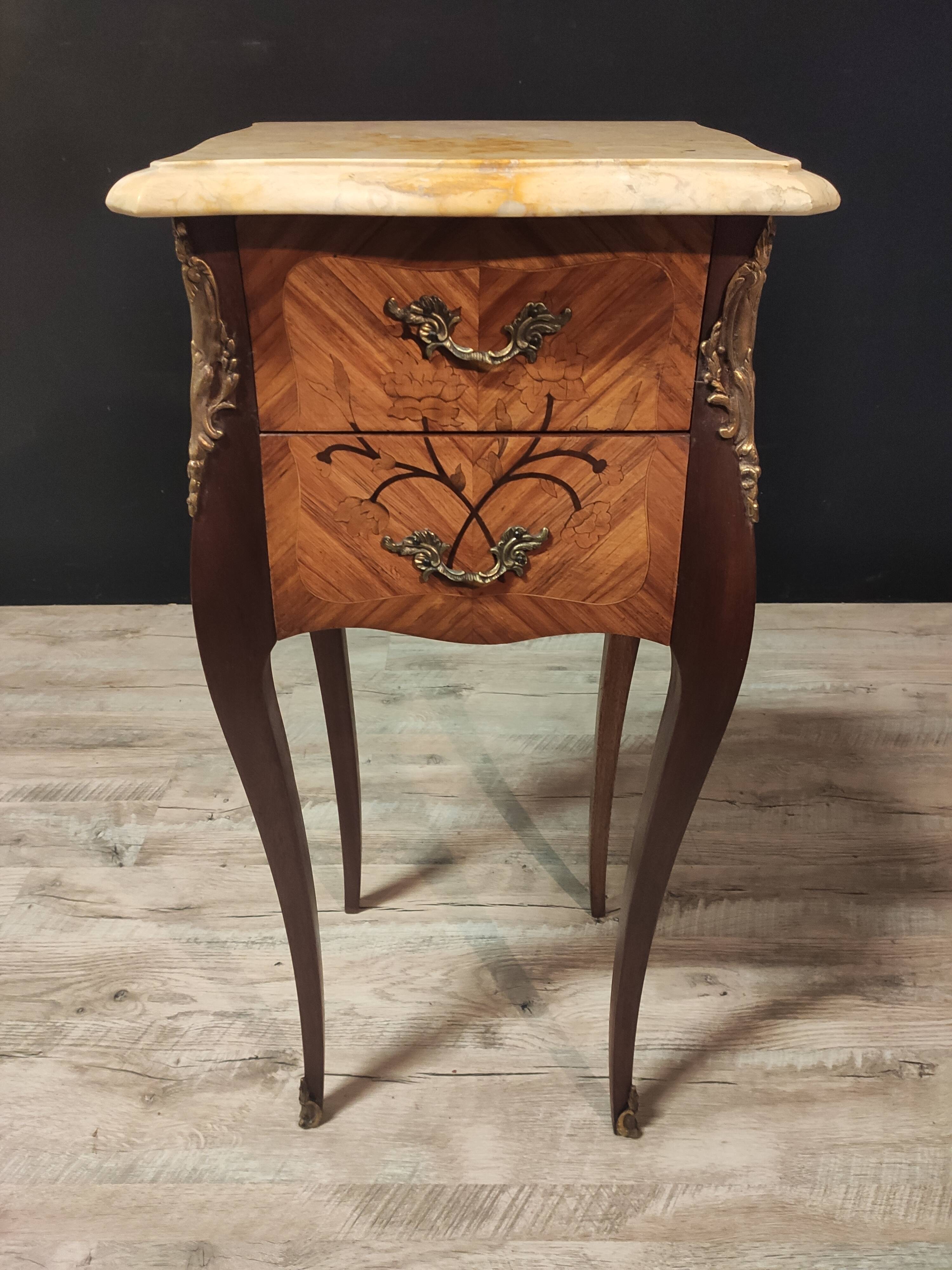 Pair of narrowed bedside tables in the style of Louis XV