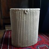 Coffre à linge en osier laqué blanc