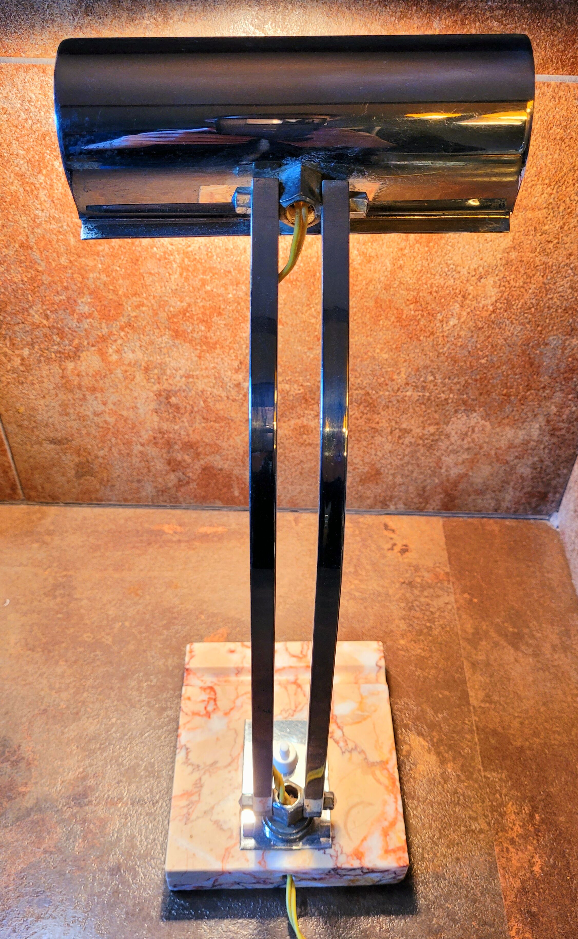 Antique Vintage Art Deco Chrome Metal Desk Lamp