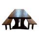Set of 3 monastery tables in solid oak 220 cm with 6 matching benches.