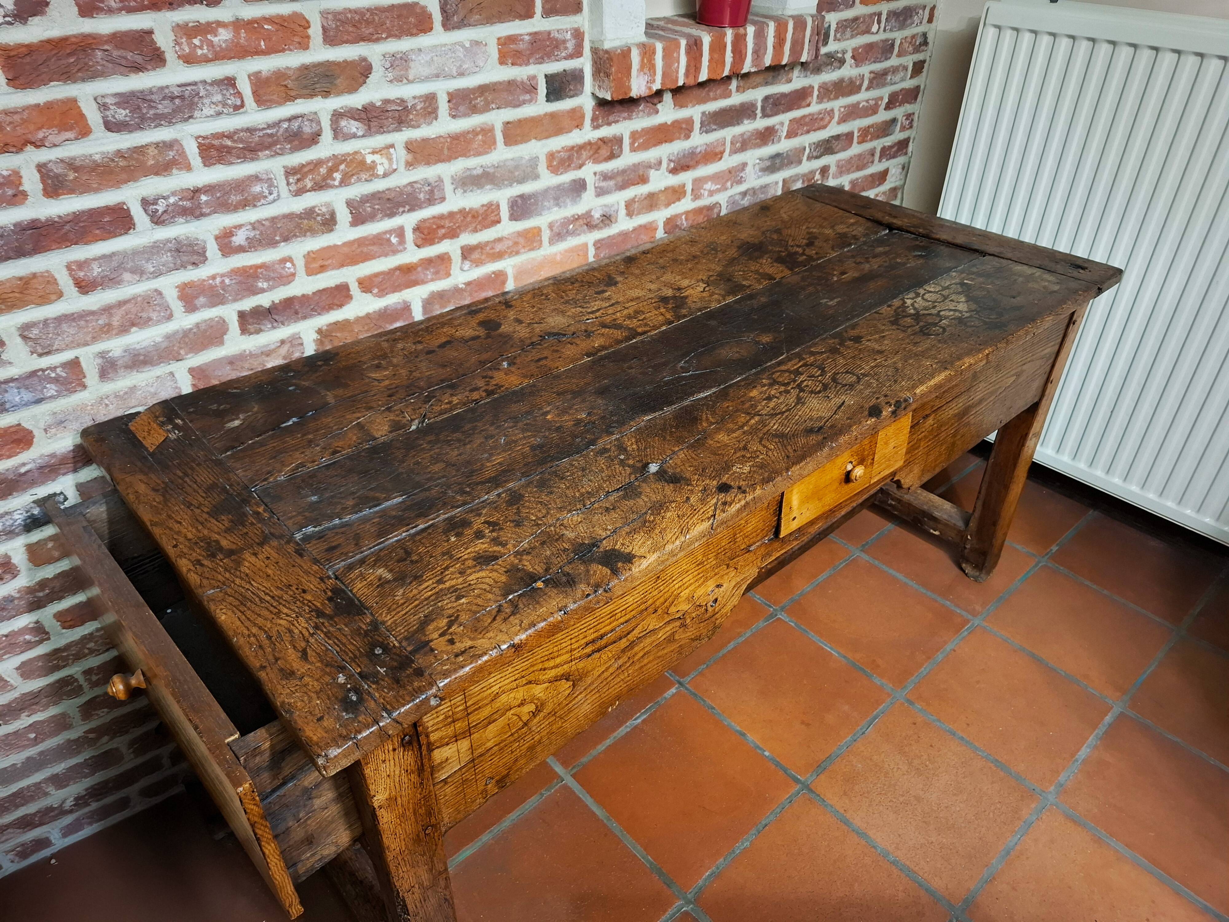 Antique desk accompanied by its chair – first half of the 18th century.