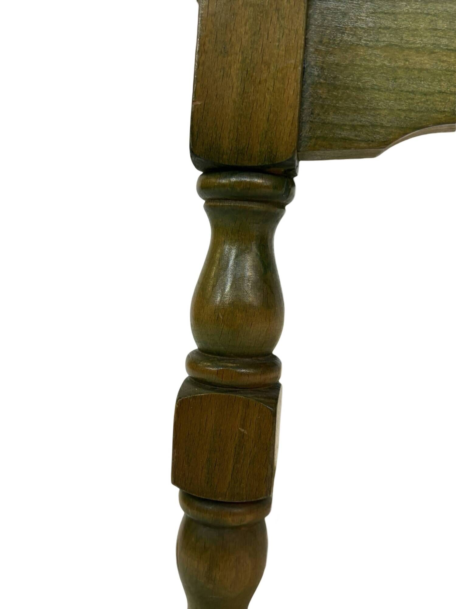 Vintage wooden stool straw seat 70s minimalist design in green