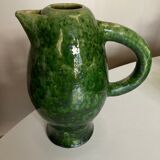 XL vase pitcher in green glazed clay Vallauris 1960