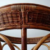 High table in rattan and wicker of the 1970s