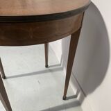 Round Louis XVI style pedestal table in marquetry wood, 20th century