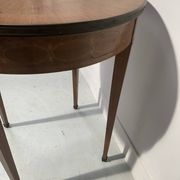 Round Louis XVI style pedestal table in marquetry wood, 20th century