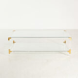 Glass and brass coffee table
