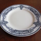 Flat plate in ironstone "Medallion" blue from St Amand and Hamage