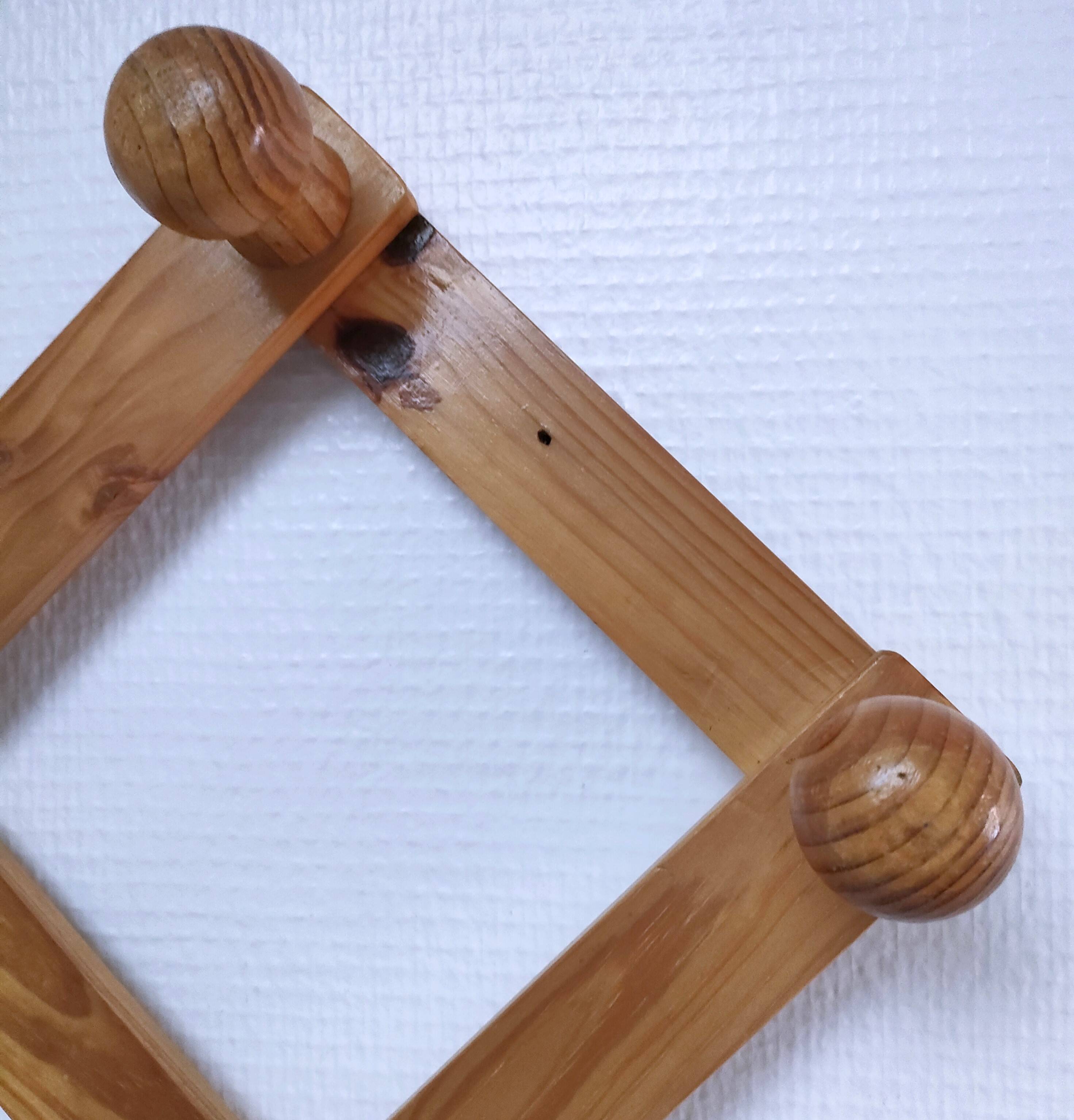 Vintage solid pine accordion coat rack