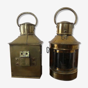 2 electrically transformed copper boat lamps