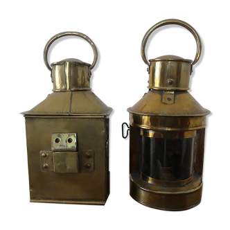2 electrically transformed copper boat lamps