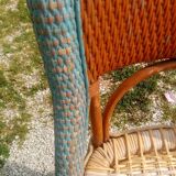 Pair of art deco garden chairs in patinated woven wicker