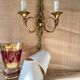 "50s hunting horn wall light, clip-on lampshades"