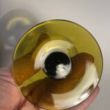 3 two-tone stemmed glasses with olive green stems