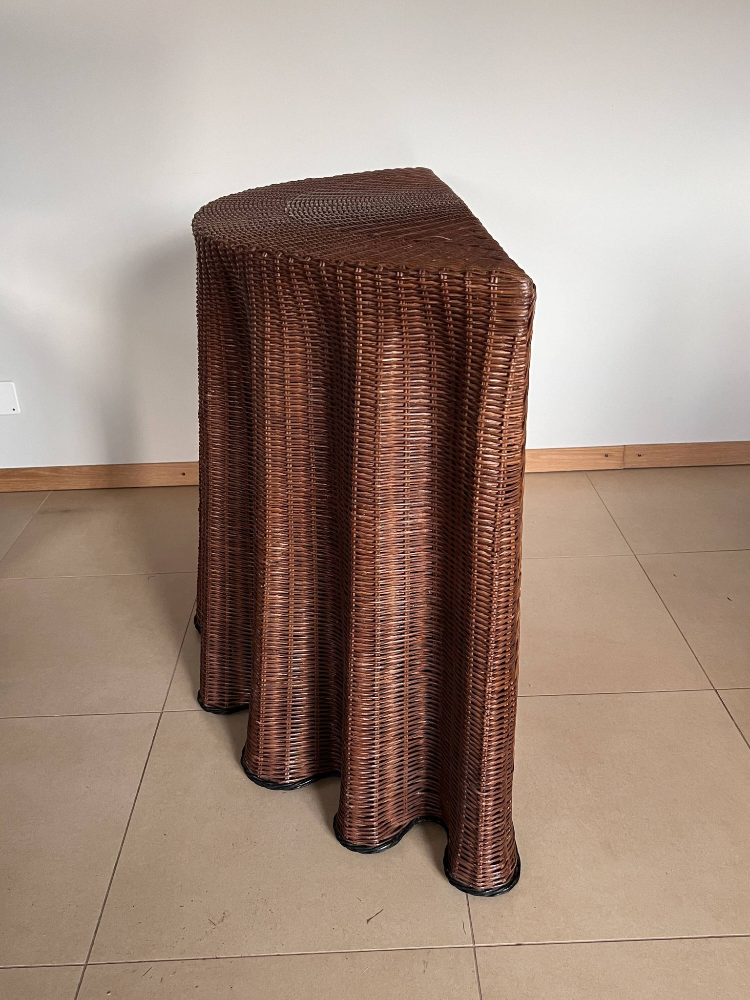 Vintage Console Wicker Trompe-l’Œil  Skirted Ghost Table