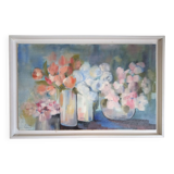 Impressionist still life with flowers, oil on canvas signed and framed