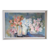 Nature morte impressionniste avec fleurs, huile sur toile signée et encadrée